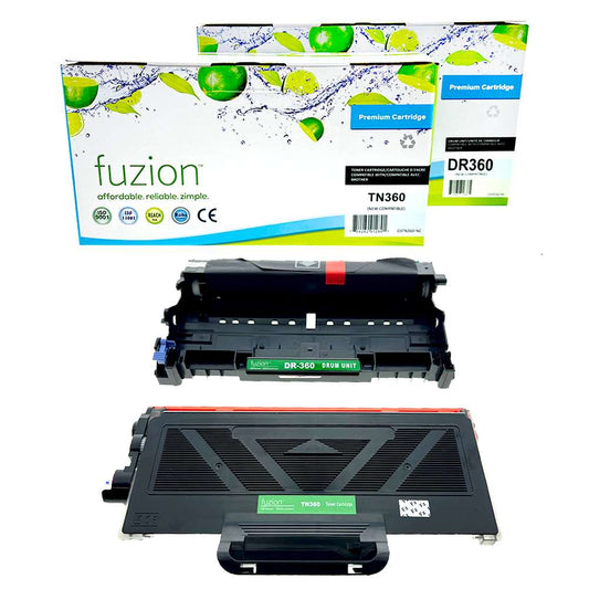 Brother TN360 / DR360 Compatible Toner Cartridge & Drum Combo - Fuzion