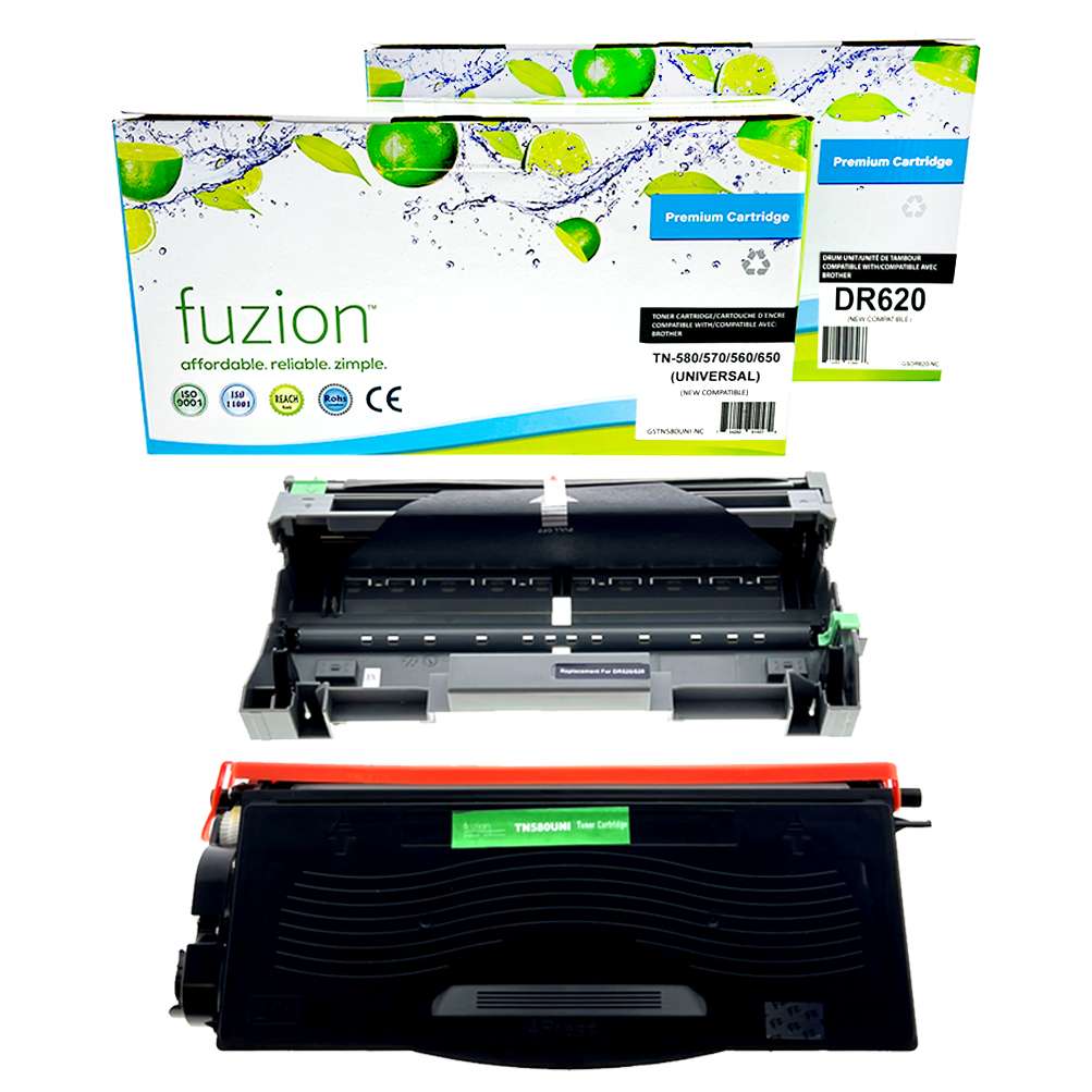Brother TN650 / DR620 Compatible Toner Cartridge & Drum Combo - Fuzion