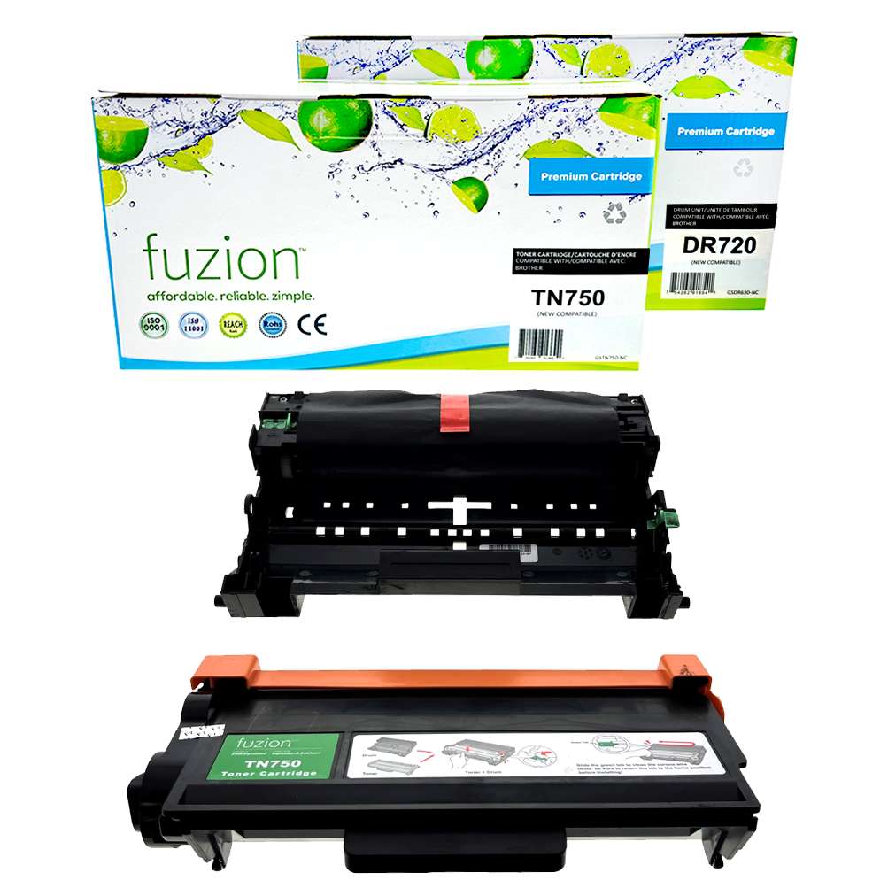 Brother TN750 / DR720 Compatible Toner Cartridge & Drum Combo - Fuzion