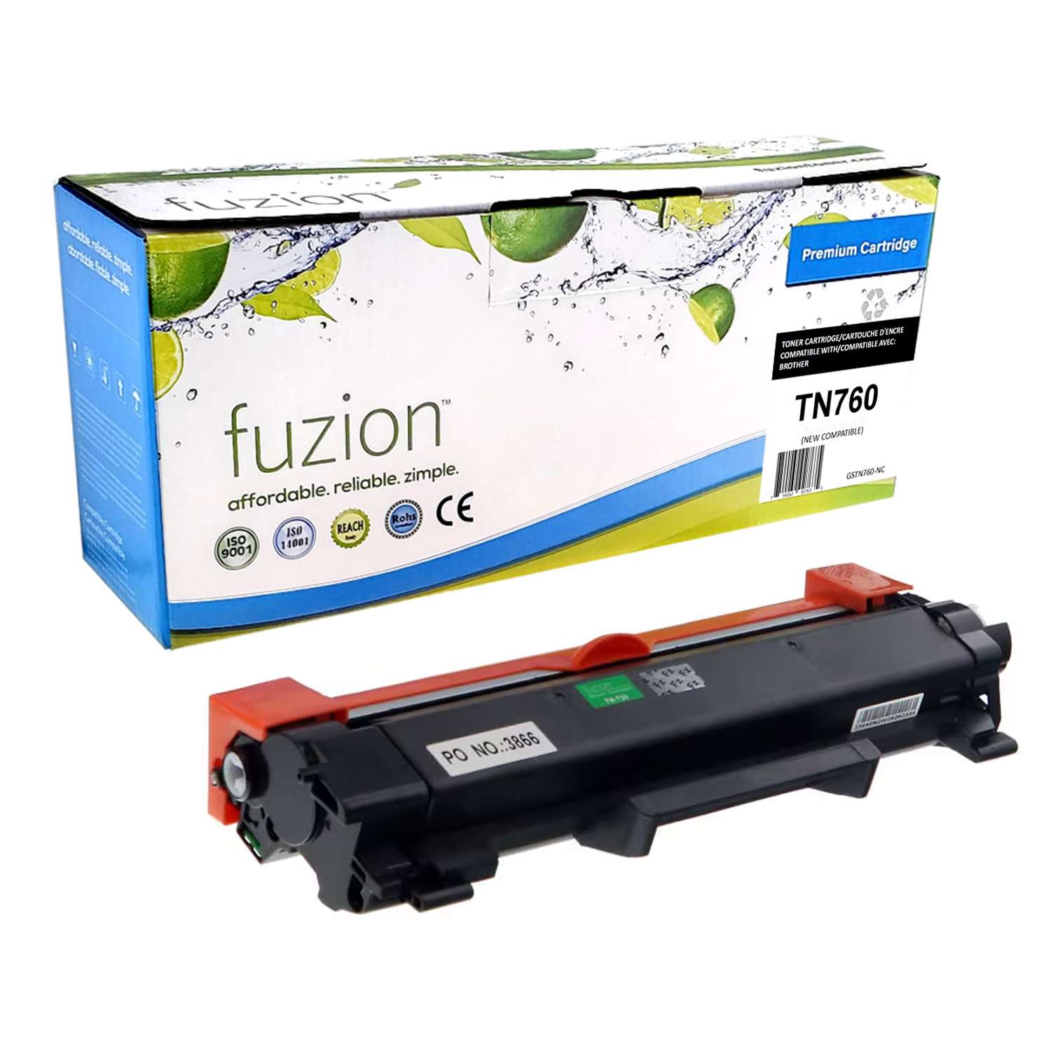 Brother TN760 Compatible High Yield - Black Toner Cartridge - Fuzion