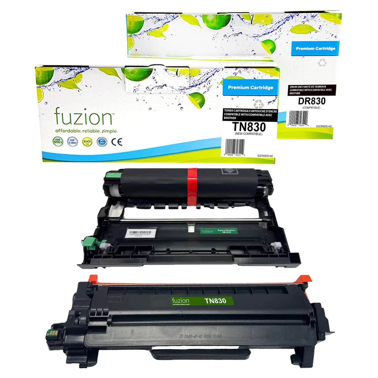 Brother TN830 / DR830 Compatible Toner Cartridge & Drum Combo - Fuzion