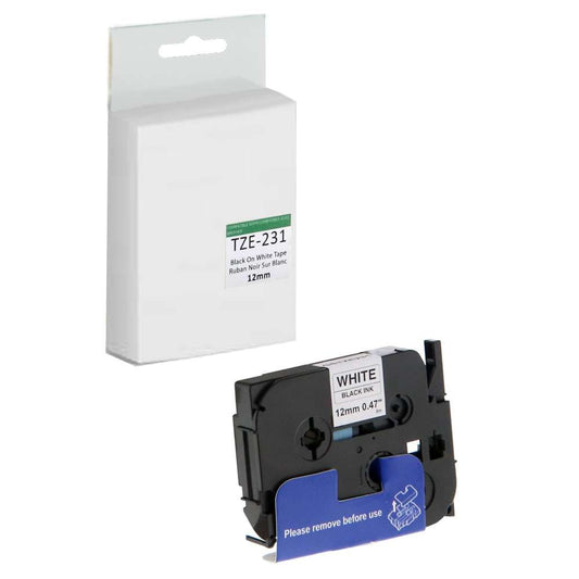 Brother TZE-231 Compatible 12mm Tape - Black on White - Fuzion