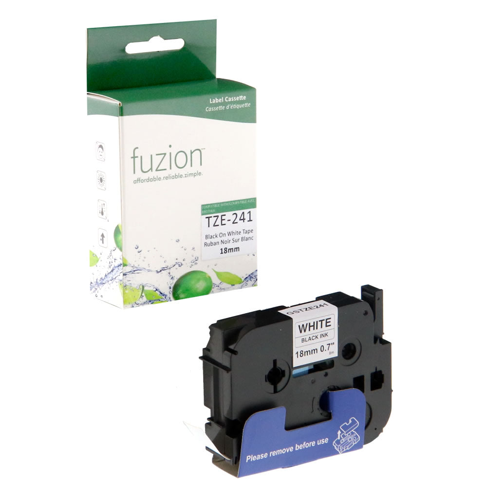 Brother TZE-241 Compatible 18mm Tape - Black on White - Fuzion