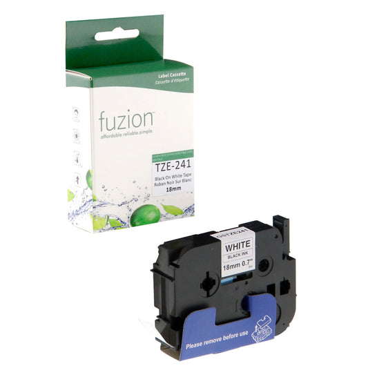 Brother TZE-241 Compatible 18mm Tape - Black on White - Fuzion