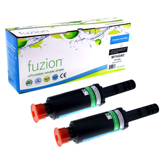 HP W1143AD (143A) Compatible Reload Toner Cartridge - Black (2 Pack) - Fuzion