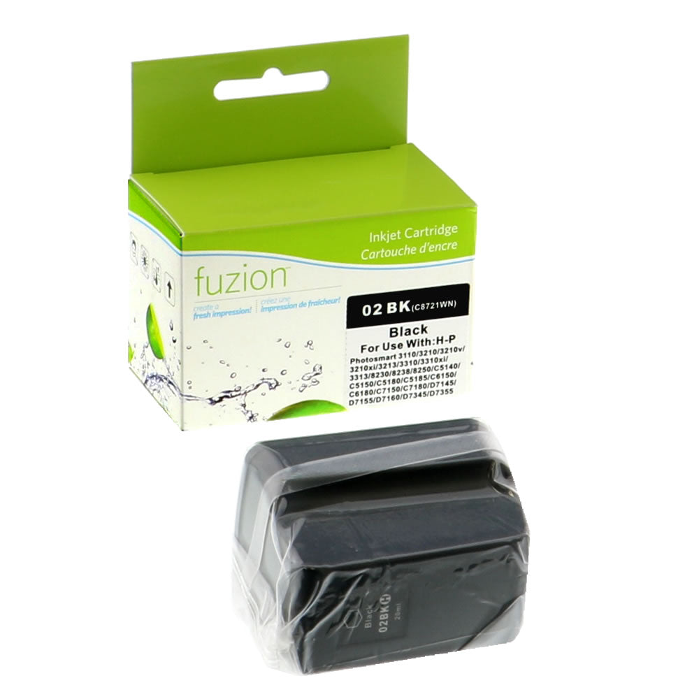 HP 02 Remanufactured Ink Cartridge - Black - Fuzion