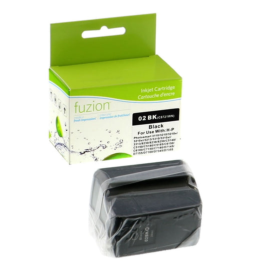 HP 02 Remanufactured Ink Cartridge - Black - Fuzion