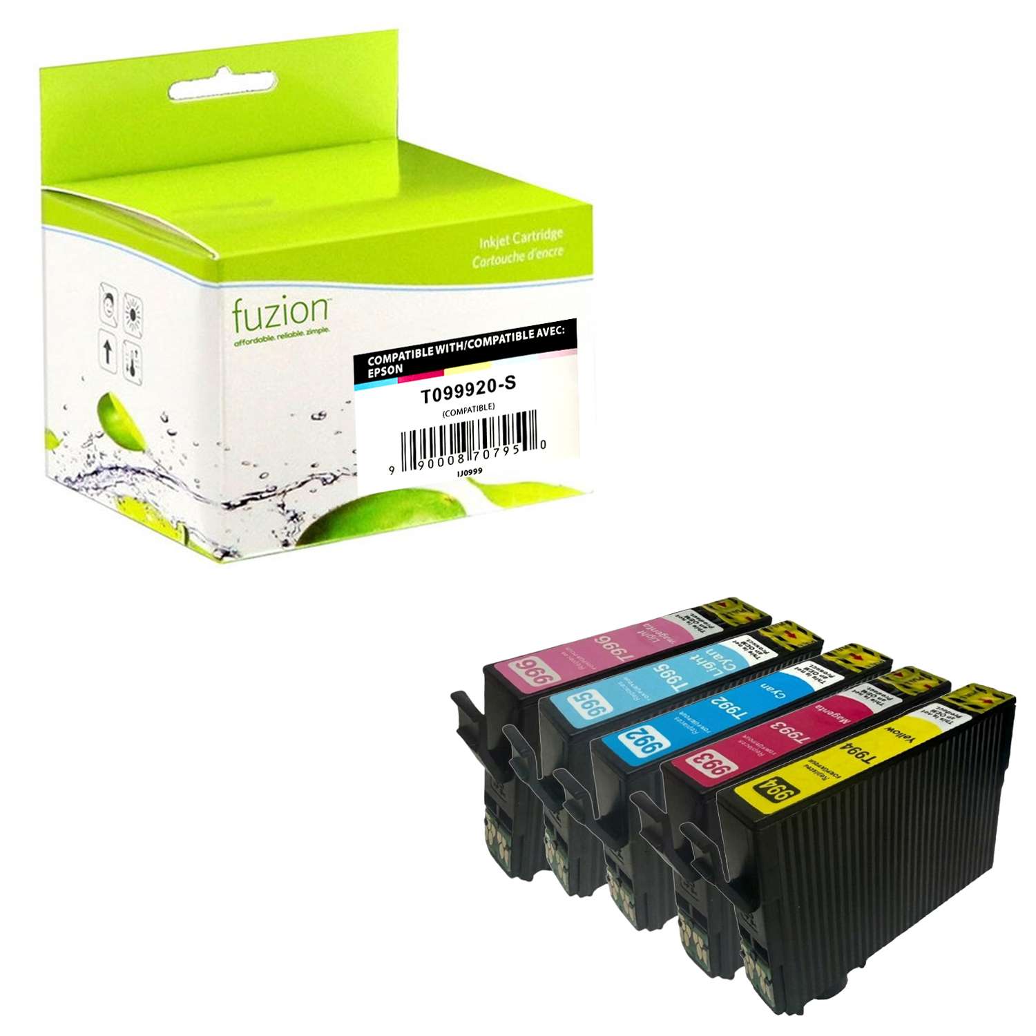 Epson T099920-S Compatible Inket Combo - Cyan, Light Cyan, Magenta, Light Magenta, Yellow - by Fuzion