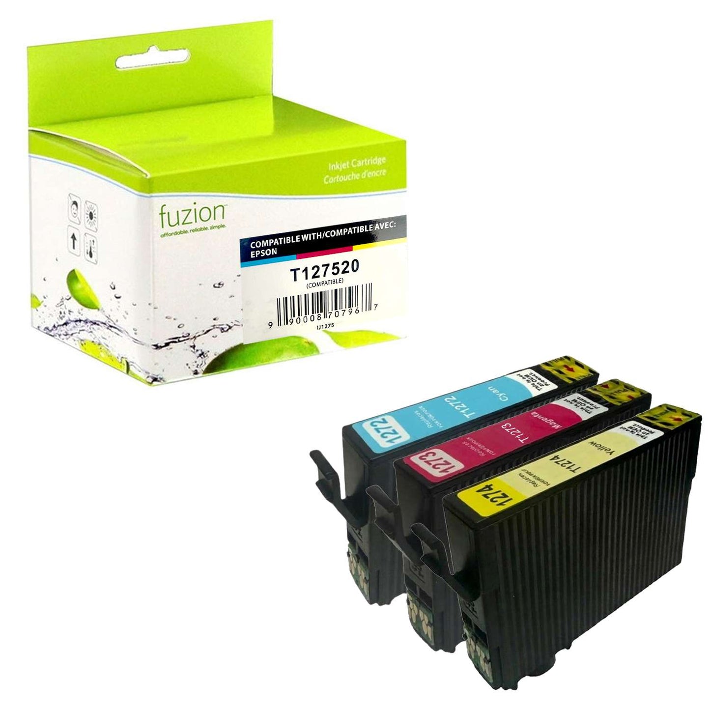 Epson T127520 Compatible Inkjet - Extra HY Cyan, Magenta, Yellow, 3-Pack - by Fuzion
