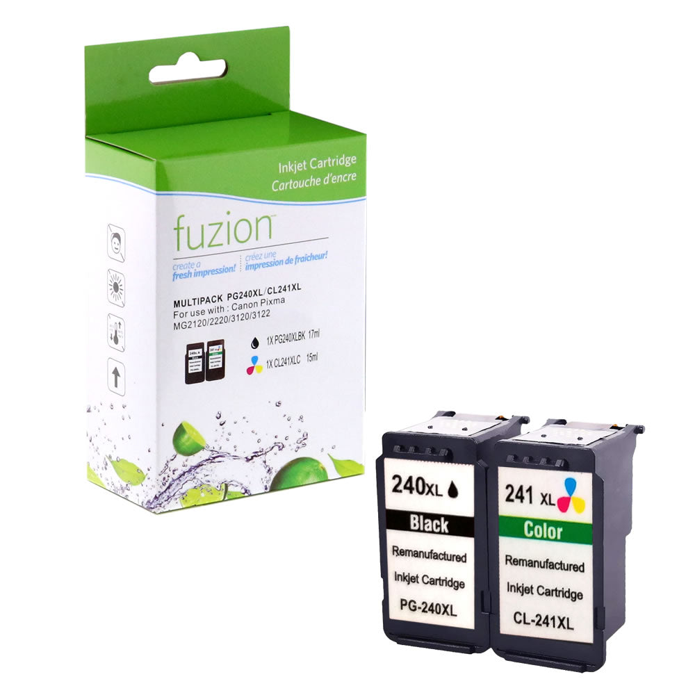 Canon PG240XL/CL241XL Remanufactured Ink Cartridge Set - Black/C/M/Y - Fuzion