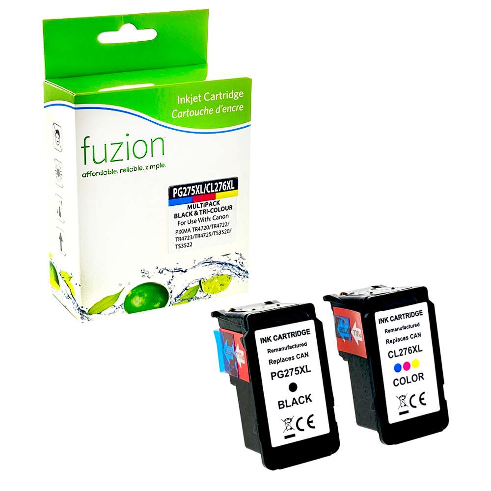 Canon PG-275XL/CL-276XL Remanufactured Ink Cartridge Set - Black/C/M/Y - Fuzion