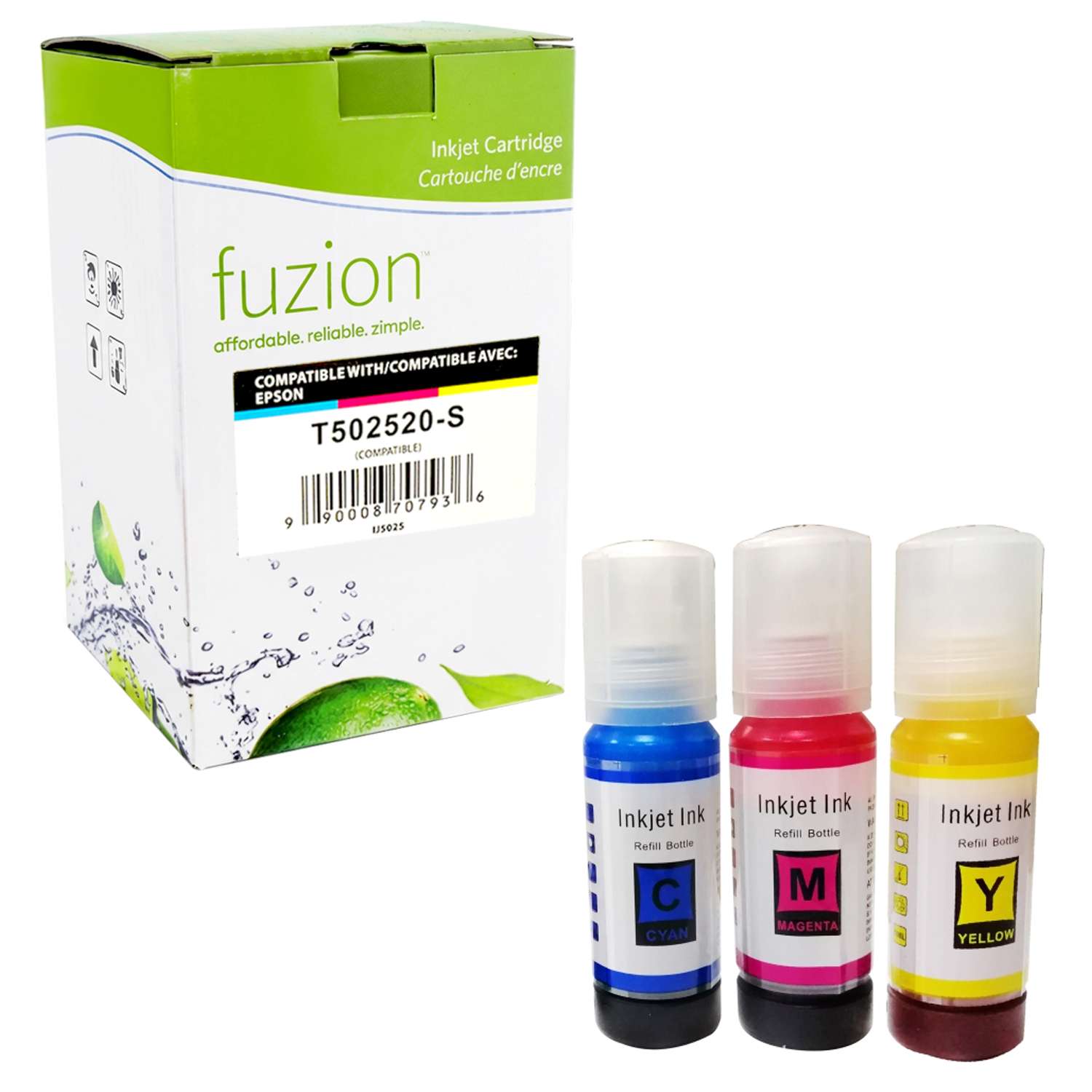 Epson T502520-S Compatible Ink Bottle Combo - C/M/Y - by Fuzion