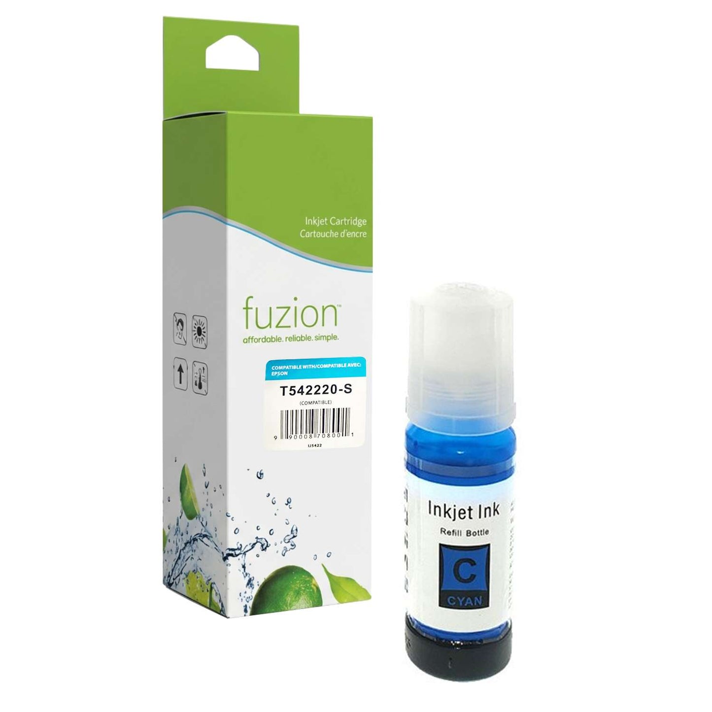 Epson T542220-S Compatible Ink Bottle - Ultra High Yield Cyan - by Fuzion