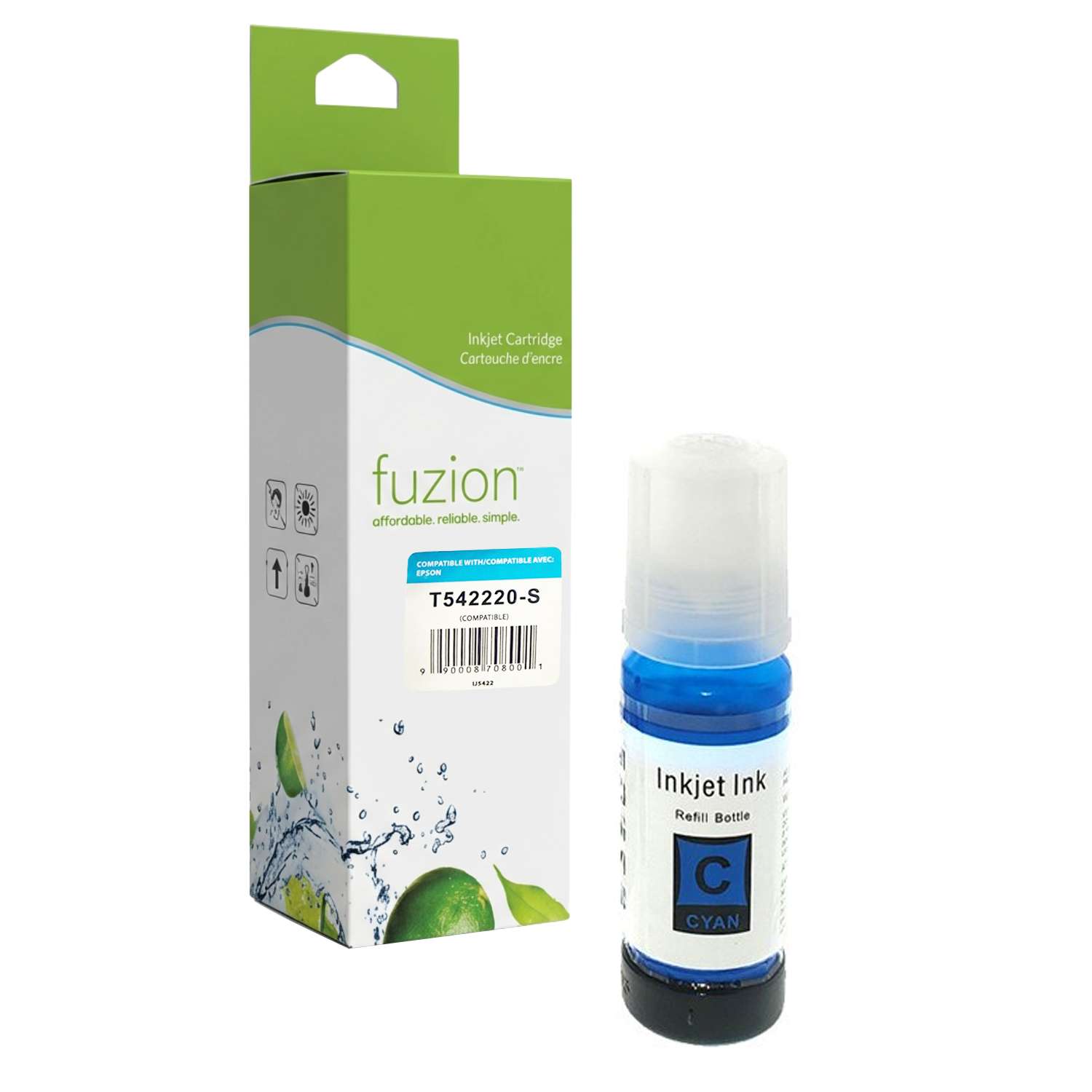 Epson T542220-S Compatible Ink Bottle - Ultra High Yield Cyan - by Fuzion