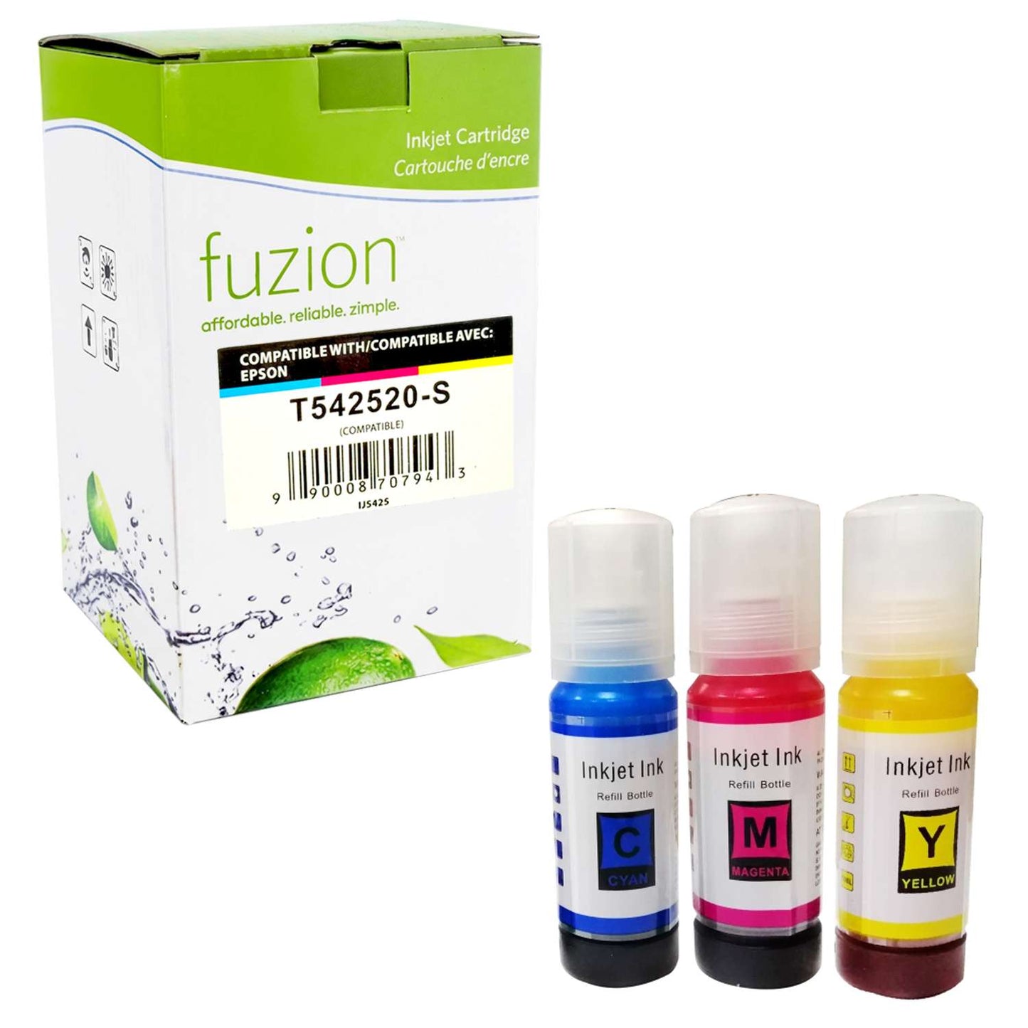 Epson T542520-S Compatible Ink Bottle Combo - C/M/Y - by Fuzion