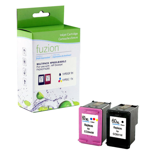HP 60XL Remanufactured Ink Cartridge Set - Black/CMY - Fuzion