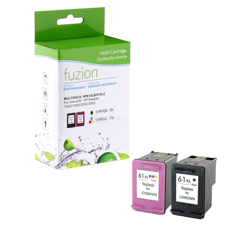 HP 61XL Remanufactured Ink Cartridge Set - Black/CMY - Fuzion