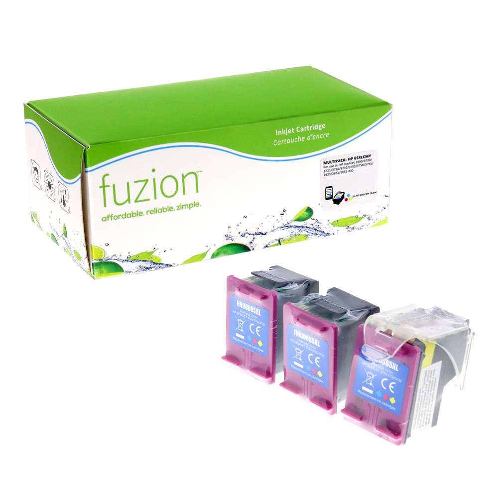 HP 65XL Remanufactured Infinite Ink Kit (3) - HY CMY - Fuzion