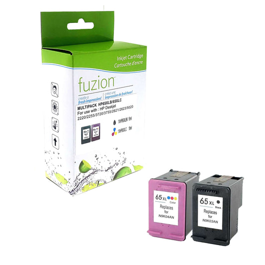 HP 65XL Remanufactured Ink Cartridge Set - Black/CMY - Fuzion
