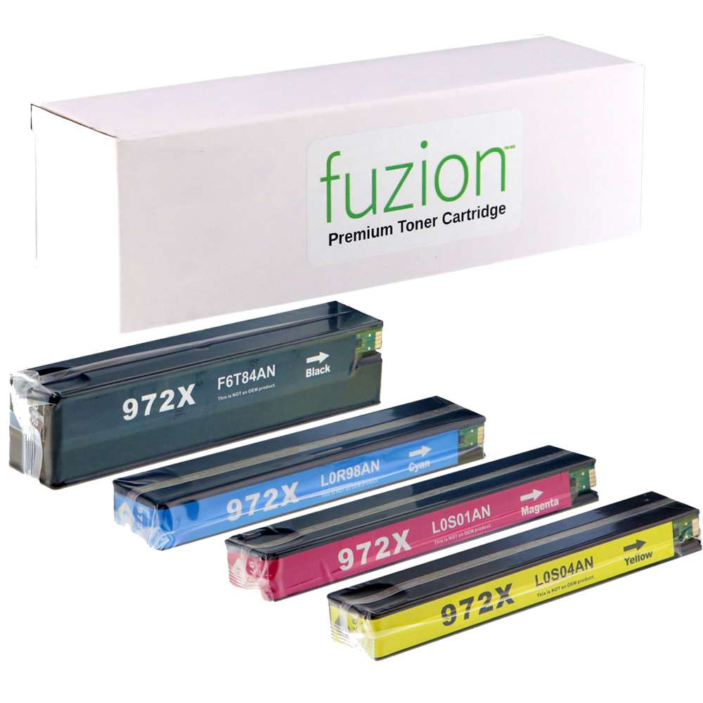 HP 972X Remanufactured Ink Cartridge Set - HY C/K/M/Y - Fuzion