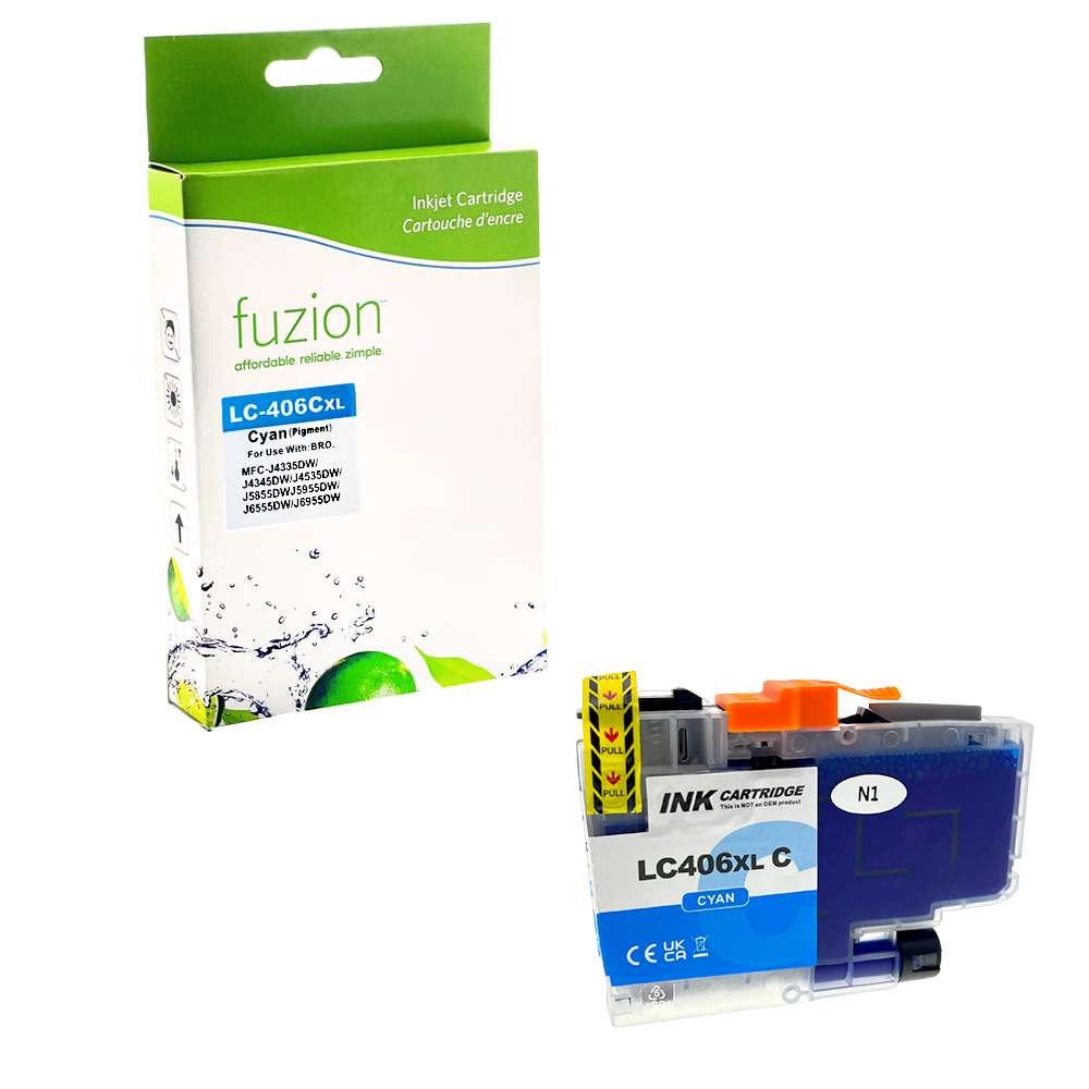 Brother LC406XLCS Compatible - Cyan Ink Cartridge - Fuzion