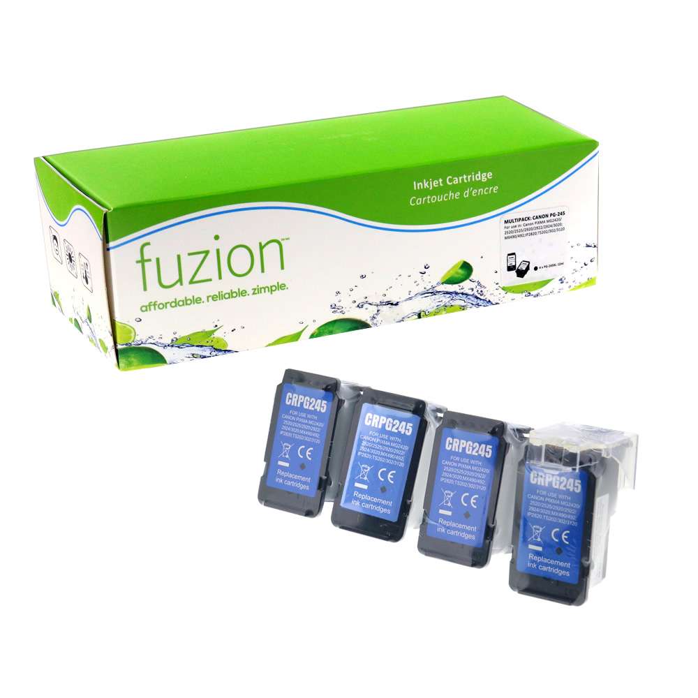 Canon PG-245XL Remanufactured Infinite Ink Kit (4) - Black - Fuzion