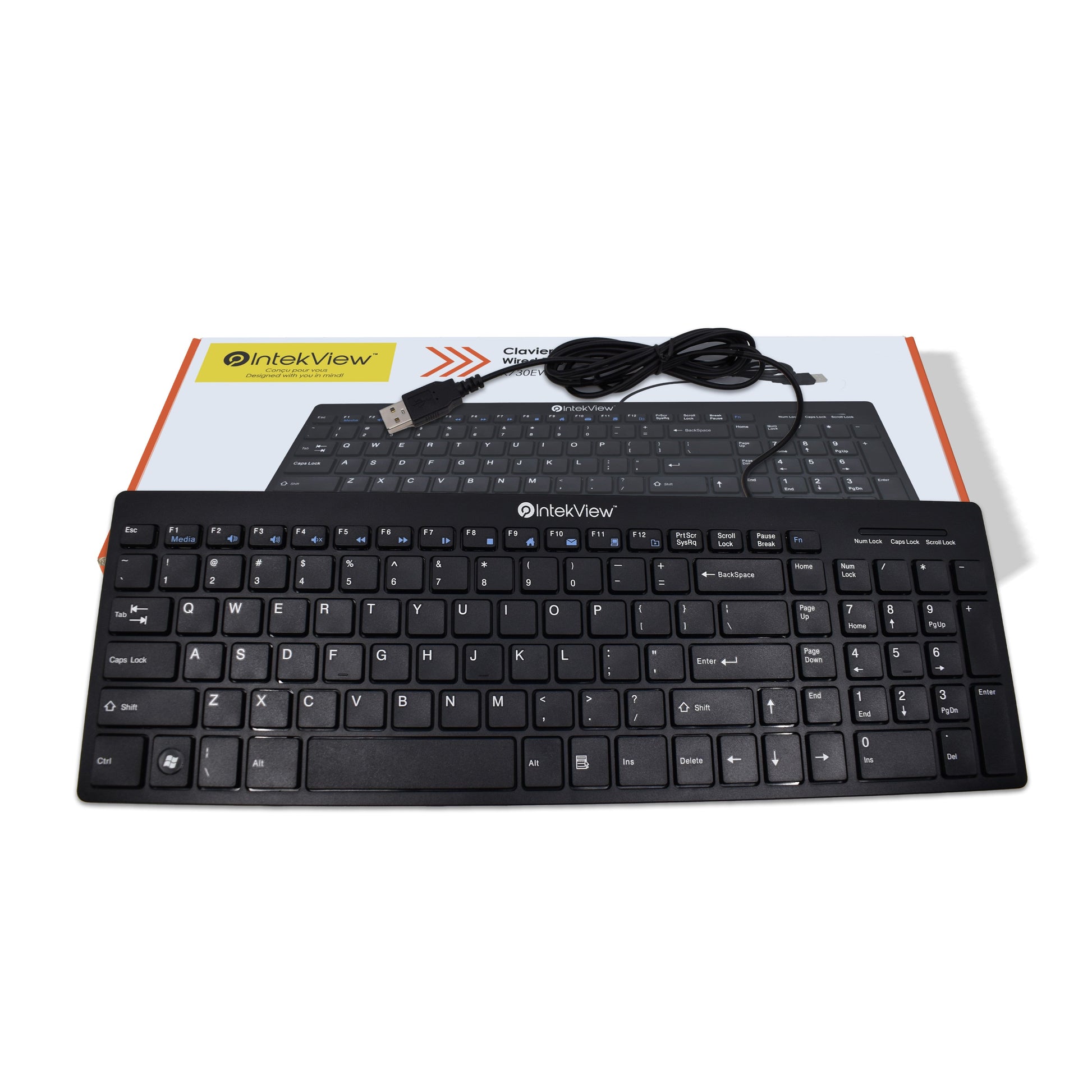 Ergonomic New Compatible Wired Slim Keyboard V.2 English-Intekview