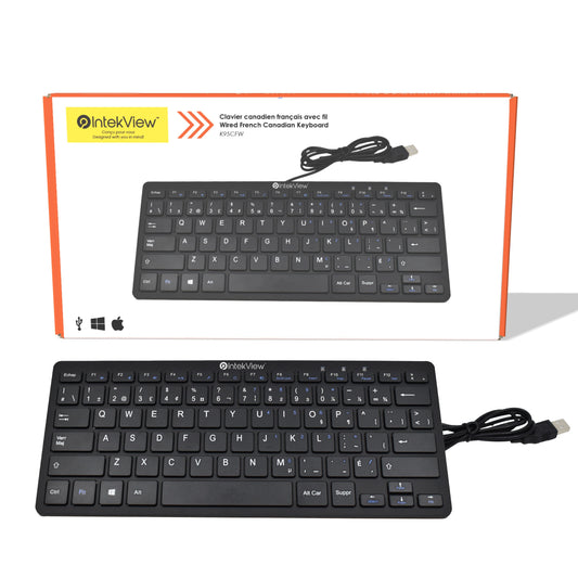 Ergonomic New Compatible Wired Mini Keyboard French Canadian 11''-Intekview