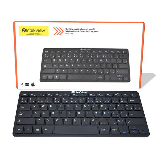 Ergonomic New Compatible Wireless Mini-Keyboard French Canadian 11''-Intekview