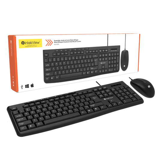 Ergonomic New Compatible Wired Bilingual Keyboard and Mouse kit-Intekview