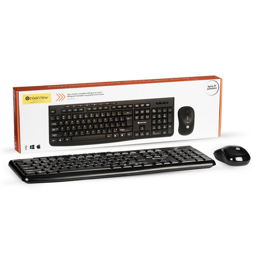 Ergonomic New Compatible Wireless Bilingual Keyboard and Mouse kit-Intekview