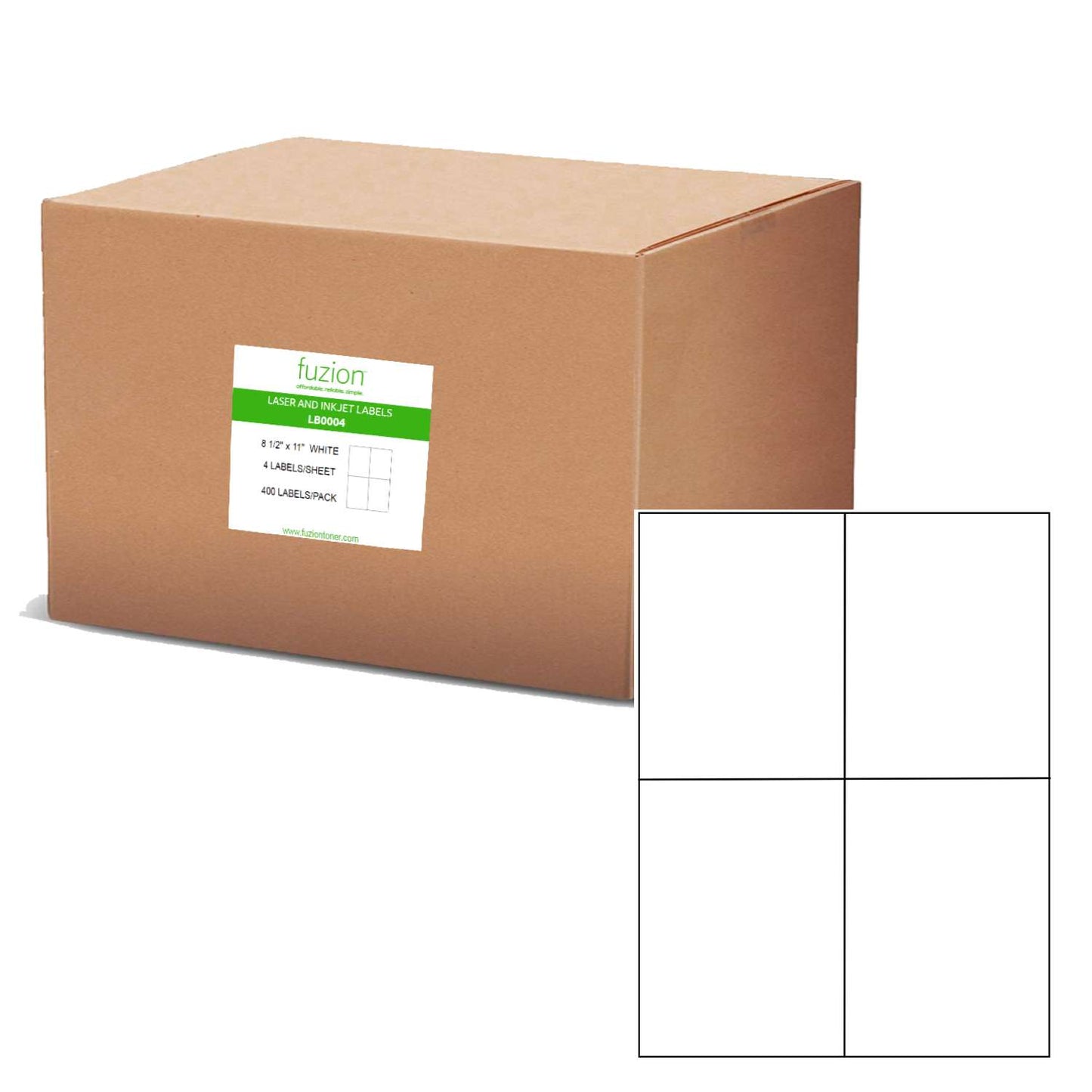 Laser/Inkjet Labels - 4 1/4" x 5 1/2" - White - 4,000 Pack - Fuzion