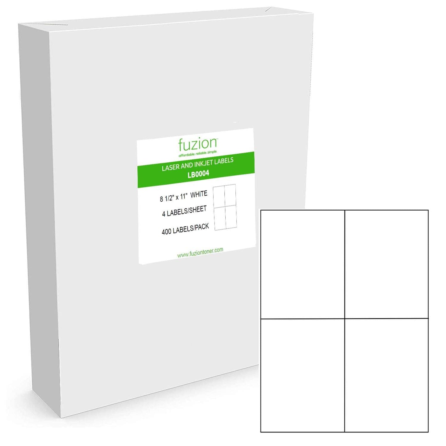 Laser/Inkjet Labels - 4 1/4" x 5 1/2" - White - 400 Pack - Fuzion
