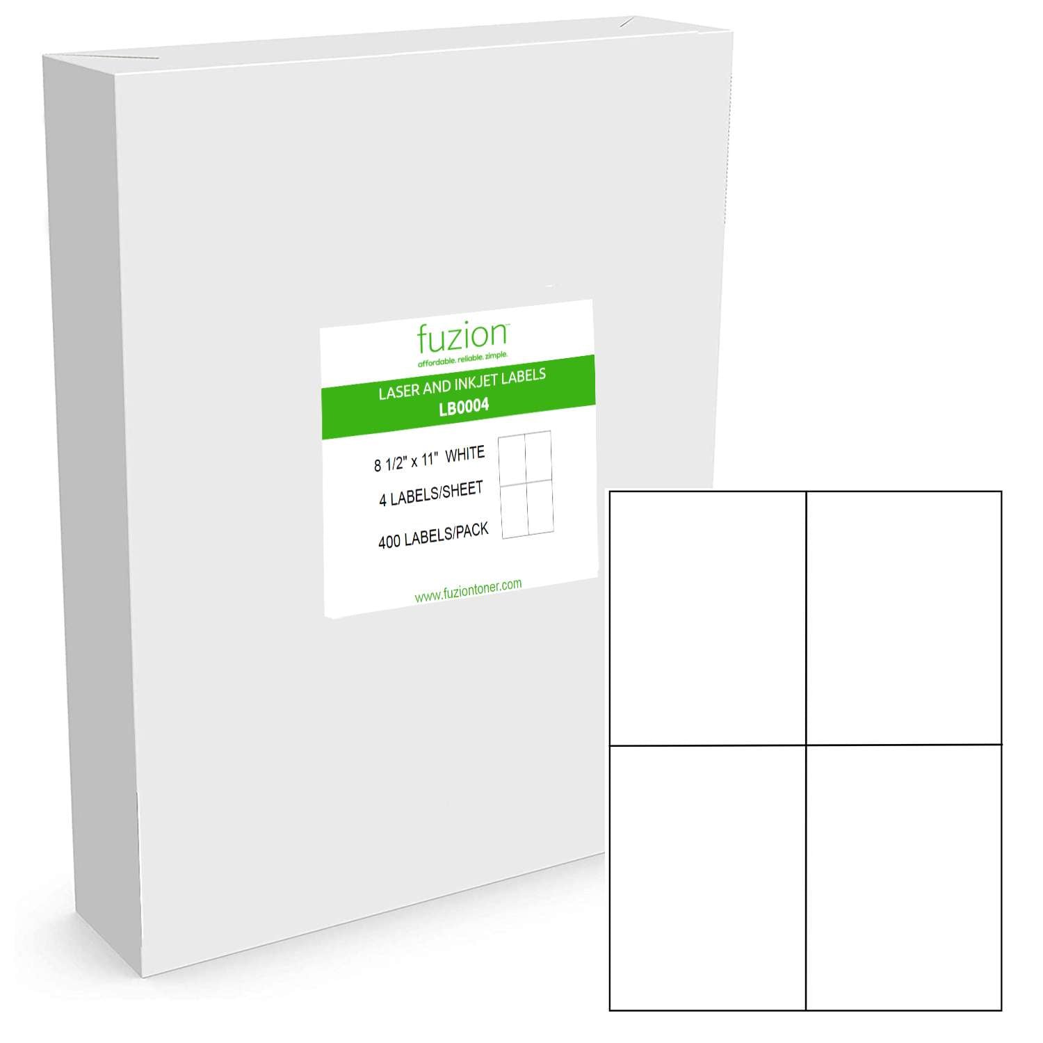 Laser/Inkjet Labels - 4 1/4" x 5 1/2" - White - 400 Pack - Fuzion