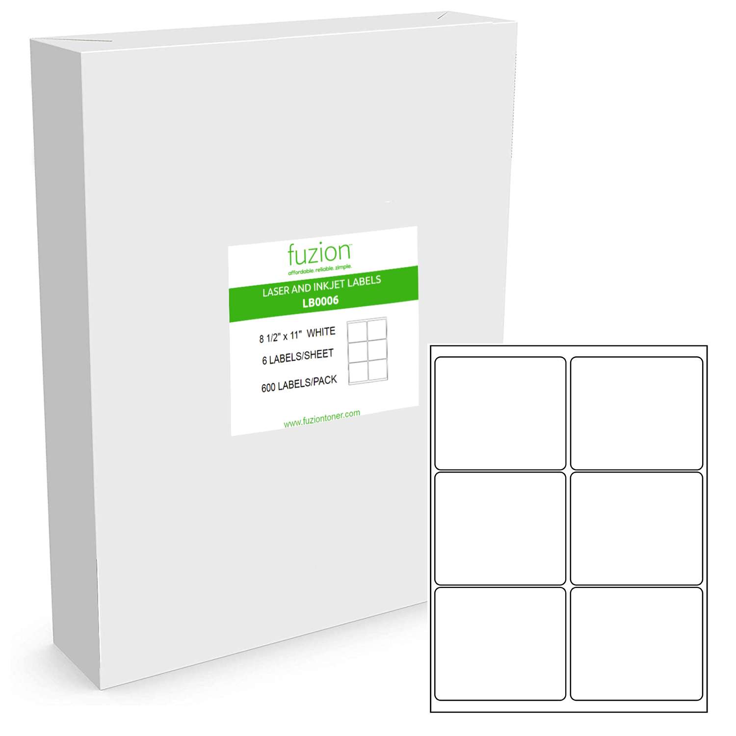 Laser/Inkjet Labels - 4" x 3 1/3" - White - 600 Pack - Fuzion