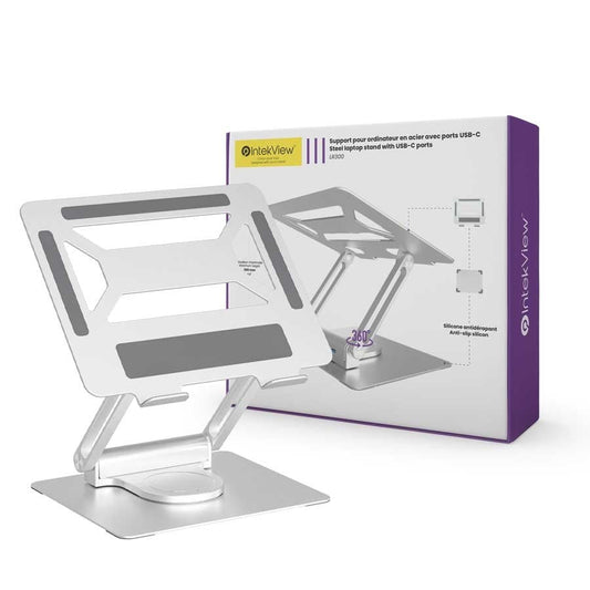 Ergonomic New Compatible Steel Laptop Holder with USB/USB-C ports-Intekview
