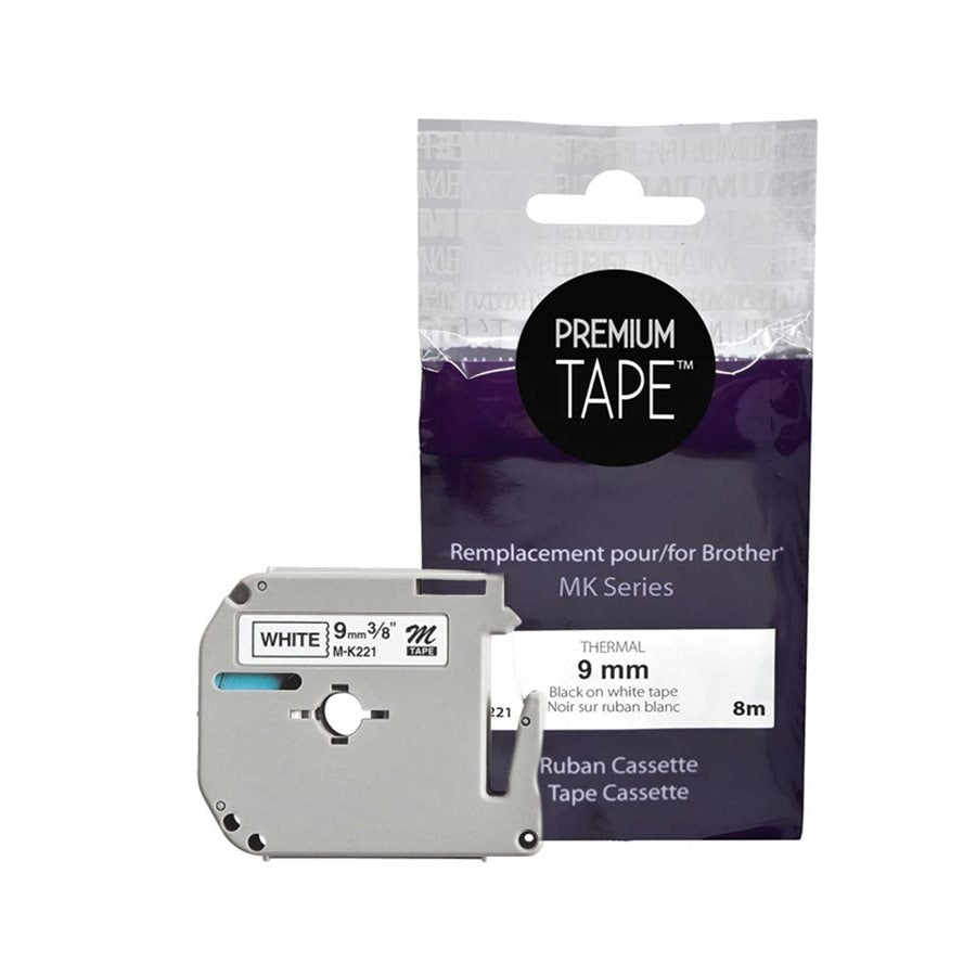 Brother MK-221 Black/White 9mm New Compatible Tape-Premium Tape