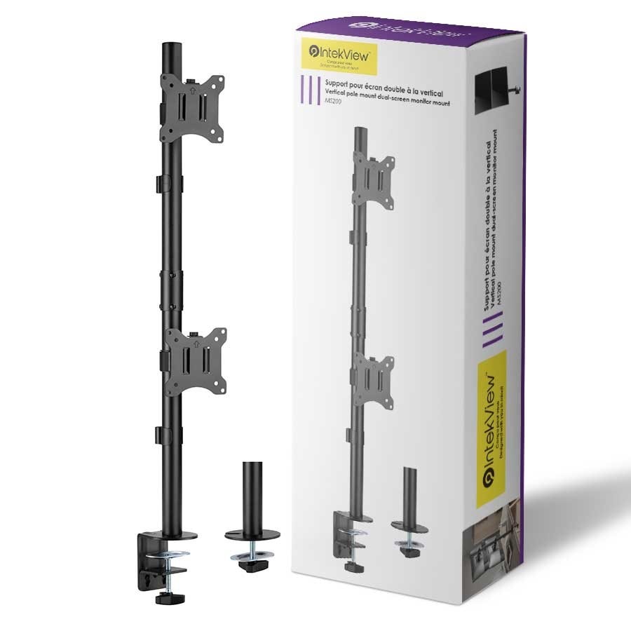 Ergonomic New Compatible Vertical Pole Mount Dual-Screen Monitor Mount-Intekview
