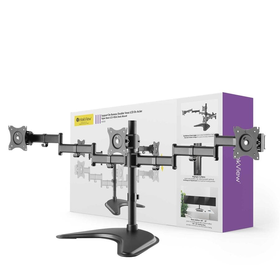 Ergonomic New Compatible Freestanding Triple Monitor Stand-Intekview