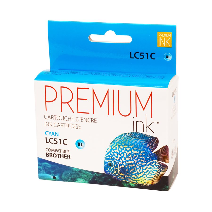 Brother LC51 XL New Compatible Ink Cartridge Cyan-Premium Ink
