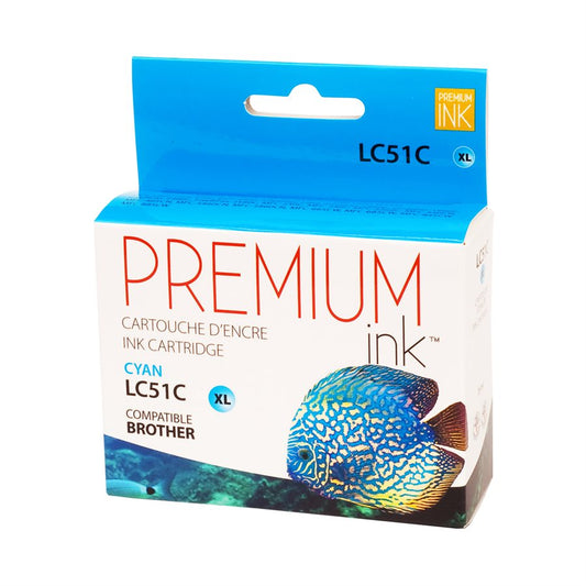 Brother LC51 XL New Compatible Ink Cartridge Cyan-Premium Ink