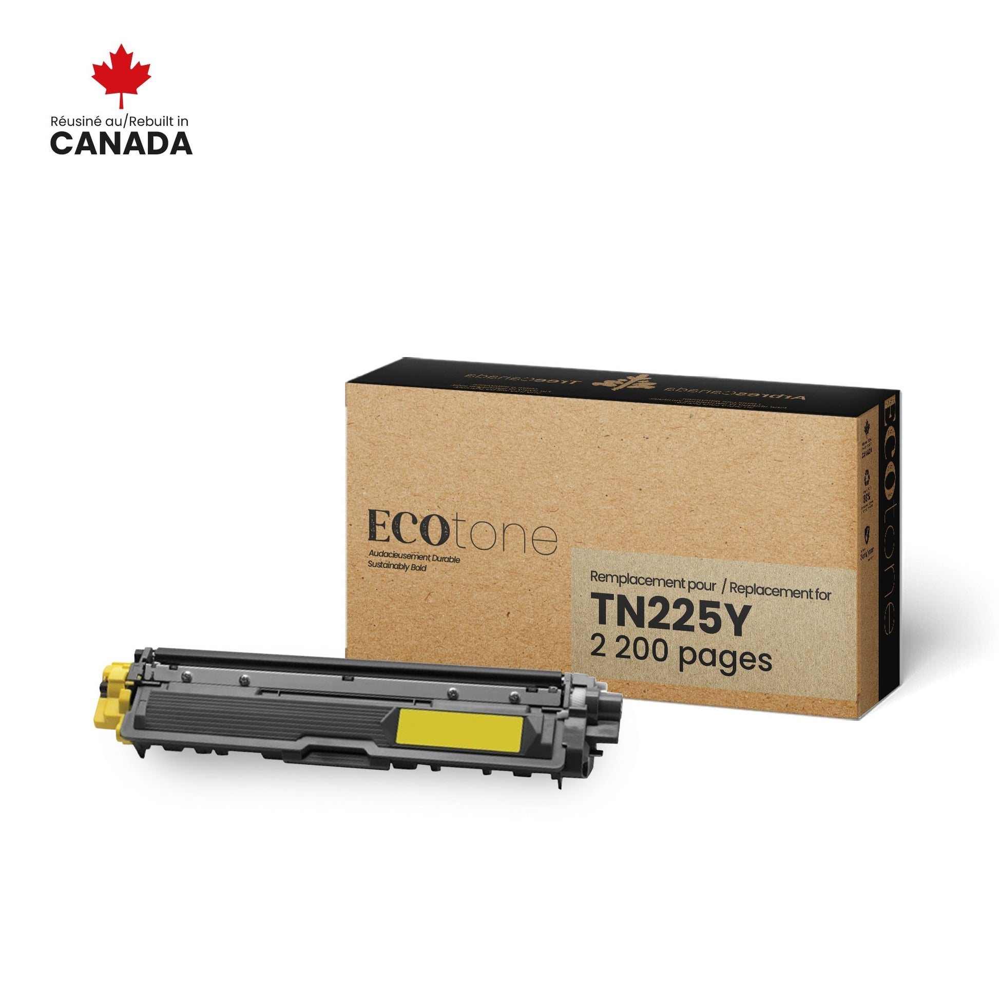 Brother TN225Y Toner Cartridge Remanufactured Yellow 2.2K-Ecotone