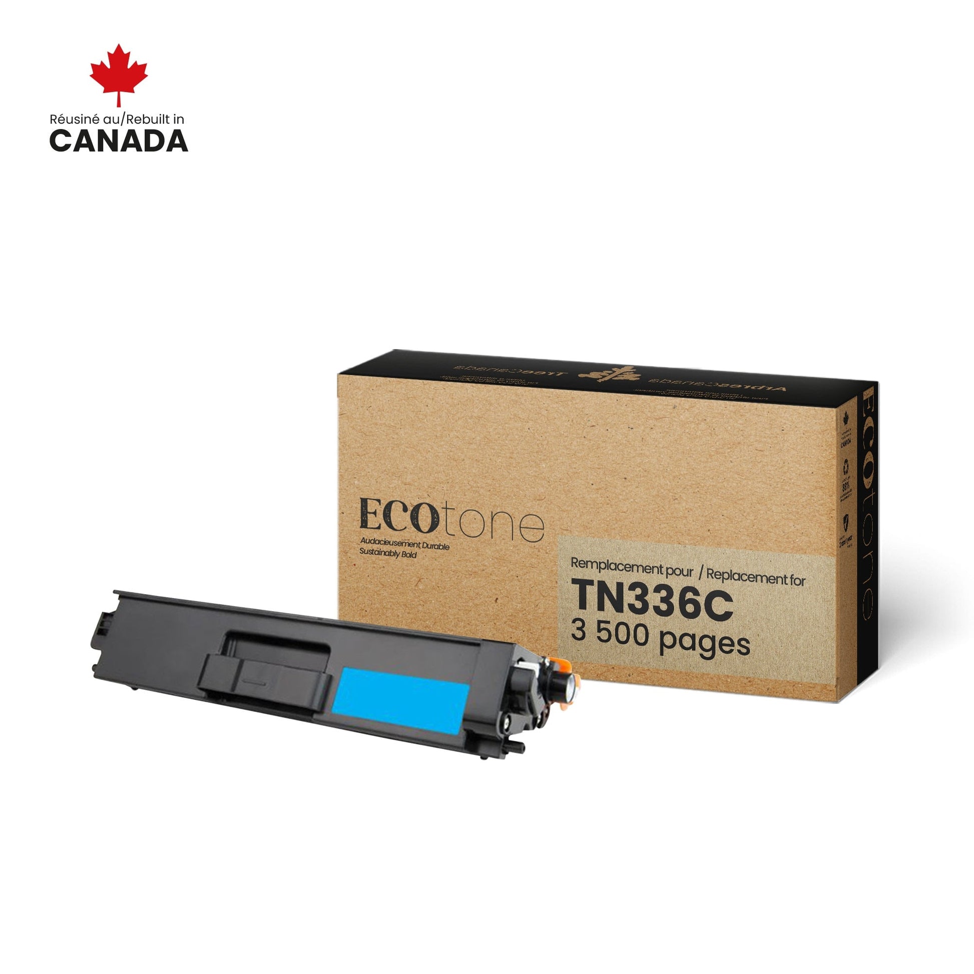 Brother TN336C Toner Cartridge Remanufactured Cyan 3.5K-Ecotone