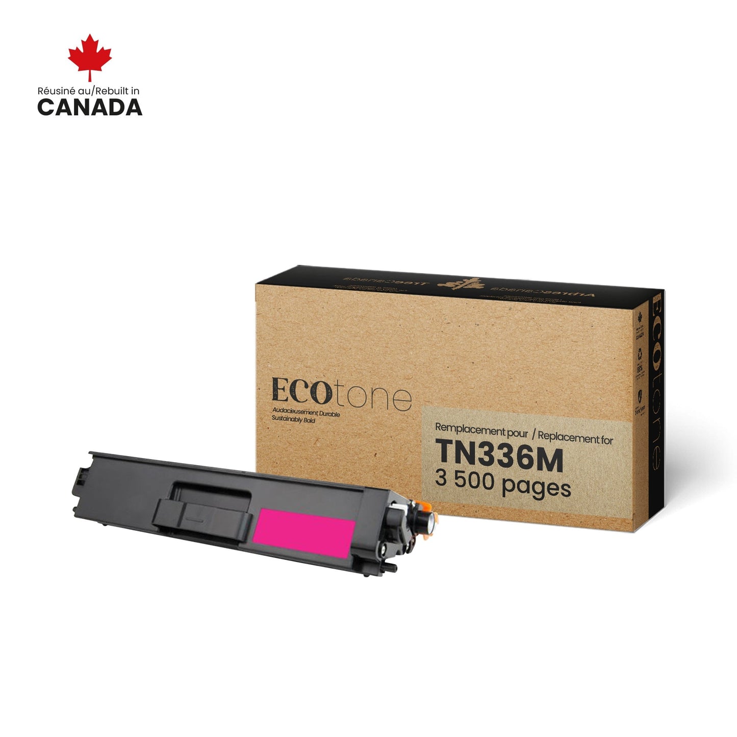 Brother TN336M Toner Cartridge Remanufactured Magenta 3.5K-Ecotone