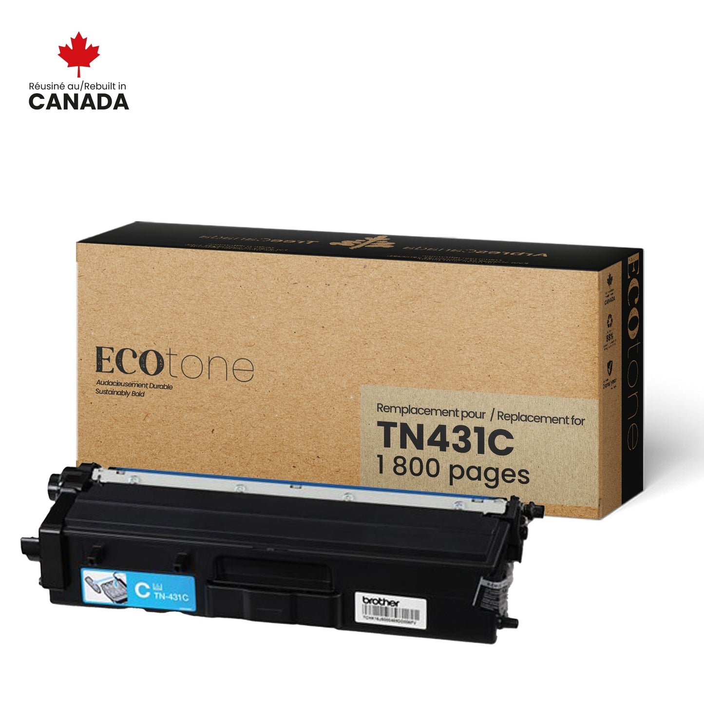 Brother TN431C Toner Cartridge Remanufactured Cyan 1.8K-Ecotone