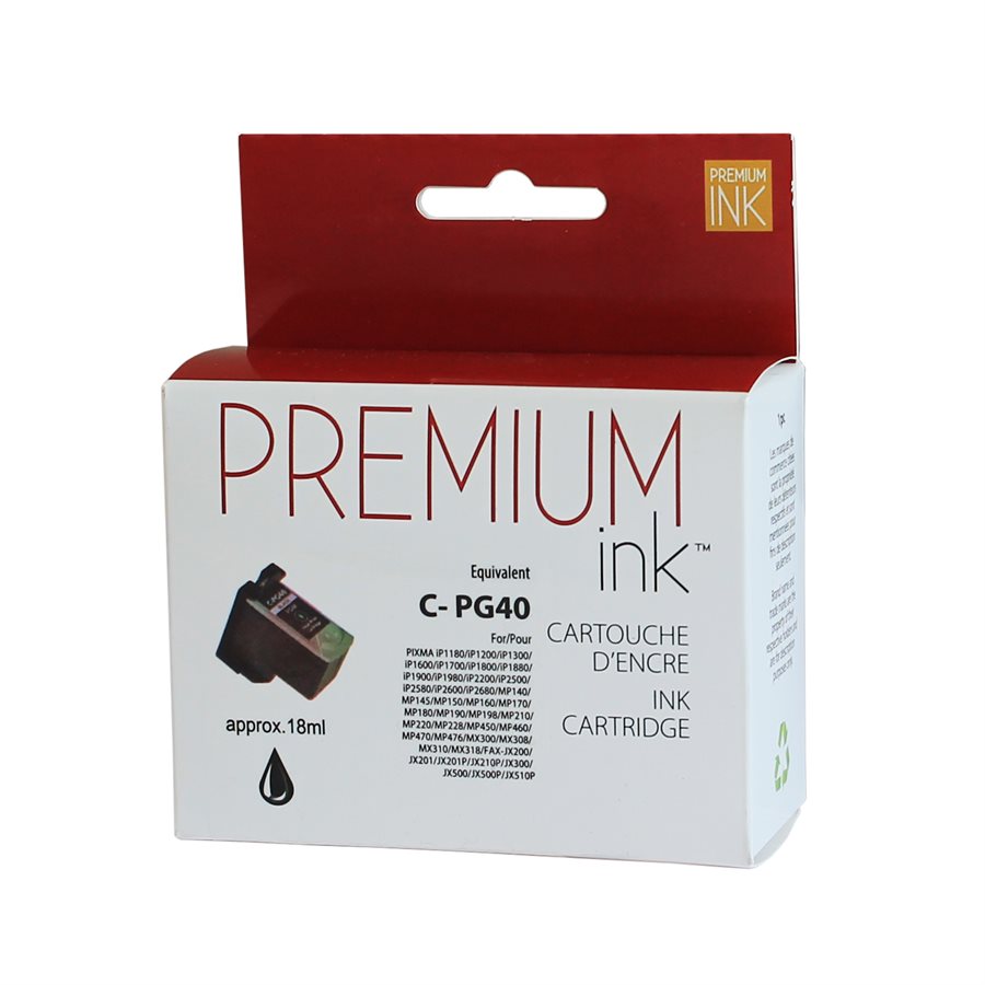 Canon PG-40 Remanufactured Ink Cartridge Black-Premium Ink