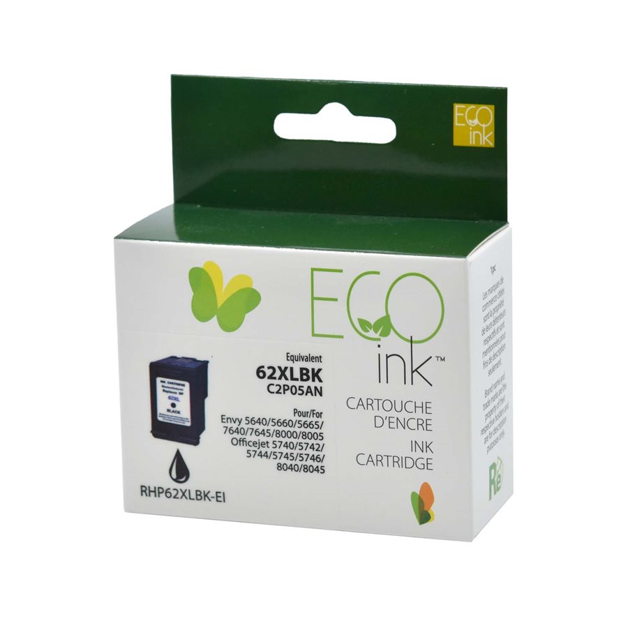 HP 62XL C2P05AN Remanufactured Ink Cartridge Black-EcoInk