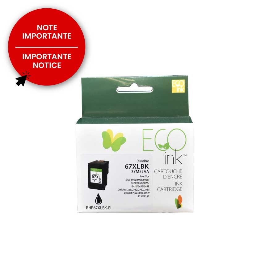 HP 67XL 3YM57AN Remanufactured Ink Cartridge-EcoInk