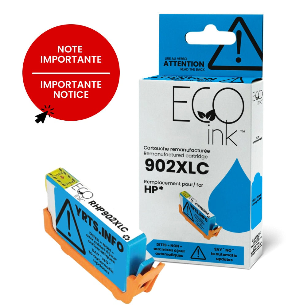 HP 902XL T6M02AN Remanufactured Ink Cartridge Cyan YRTS-EcoInk