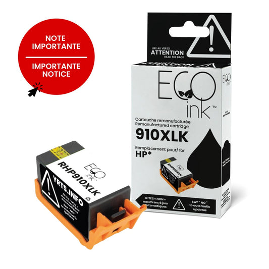 HP 910XL 3YL65AN Remanufactured Ink Cartridge YRTS Black-EcoInk